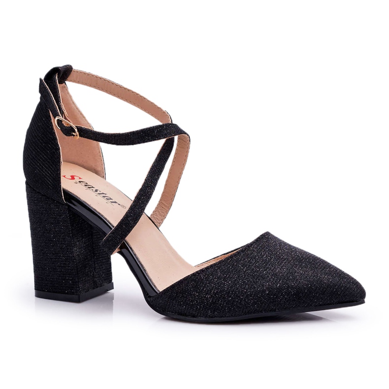 SEA Kvinnors pumpar på en klack Glitter Black Perset svart mångfärgad
