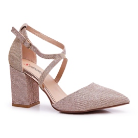 SEA Kvinnors pumpar på en klack Glitter Champagne Perset mångfärgad rosa