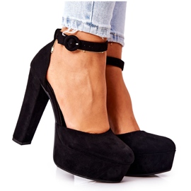 SEA Kvinnors pumpar på en klack Plattform Mocka Svart Netel