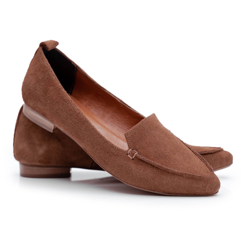 Nicole Dam Loafers Mocka Läder Loafers Cognac Homny brun