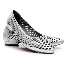 Exquisite Kvinnors Ballerinas Silverläder Utsökt 1107/1 grå