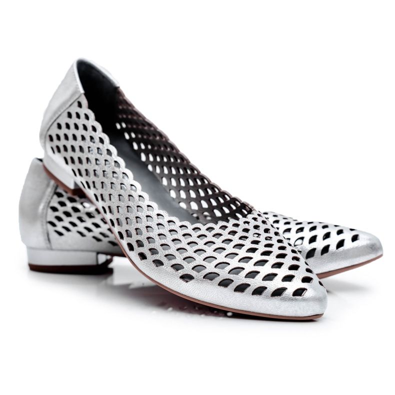 Exquisite Kvinnors Ballerinas Silverläder Utsökt 1107/1 grå