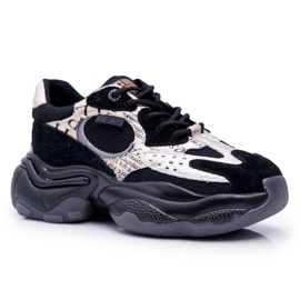 Kvinnors sportskor Big Star av Daniel Lopez svart och guld FF274A524