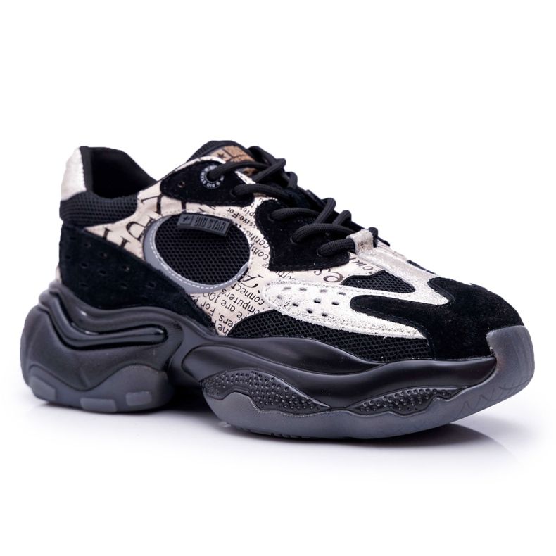 Kvinnors sportskor Big Star av Daniel Lopez svart och guld FF274A524