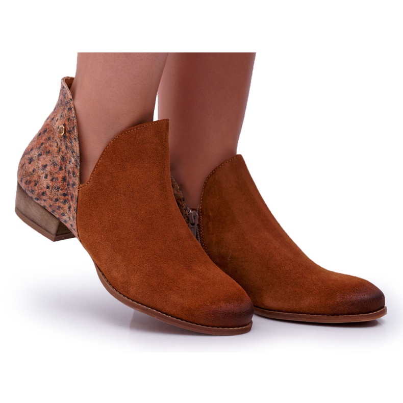 Flatstövlar för kvinnor Maciejka Vårläder Röd 04091-49 brun