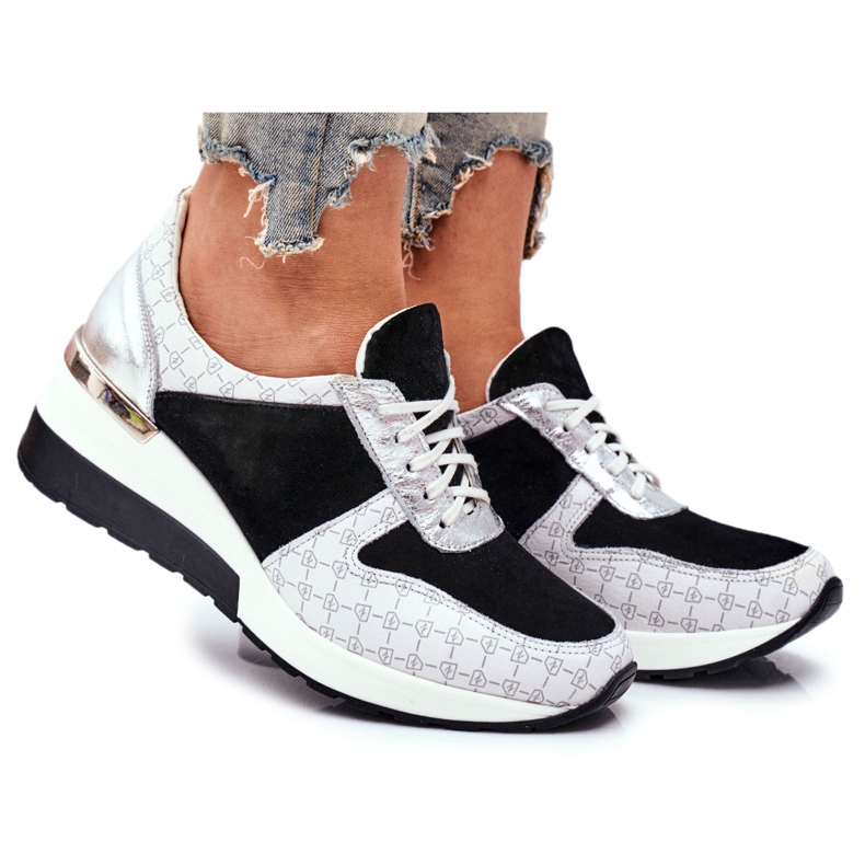 Sportskor Kvinnors lädersneakers Nicole 2468 Besty vit svart