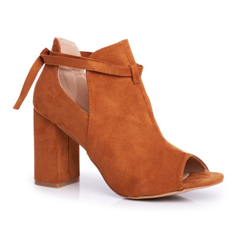 Vinceza Kvinnors stövlar Sandaler på en klack öppen tå Kamelgrå brun gul