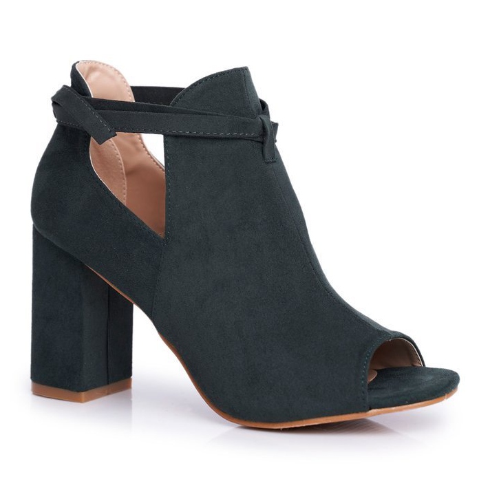 Vinceza Kvinnors stövlar Sandaler på en klack öppen tå Gröna grå
