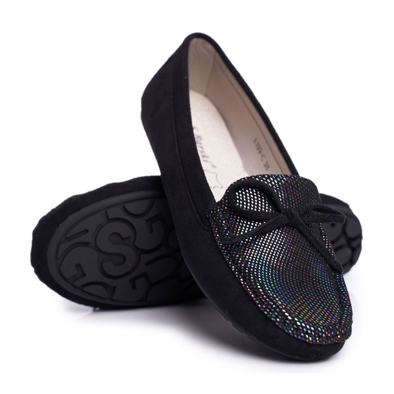 Loafers för kvinnor Suede S.Barski A199 Black Wannabe svart