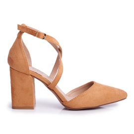 PS1 Kvinnors pumpar på en häl i Spitz Camel Traffic brun