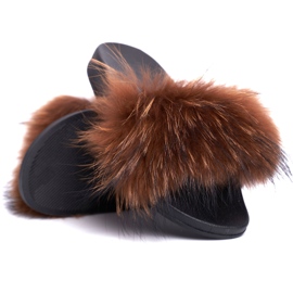 Tofflor för kvinnor med naturlig pälsbrun Naturis