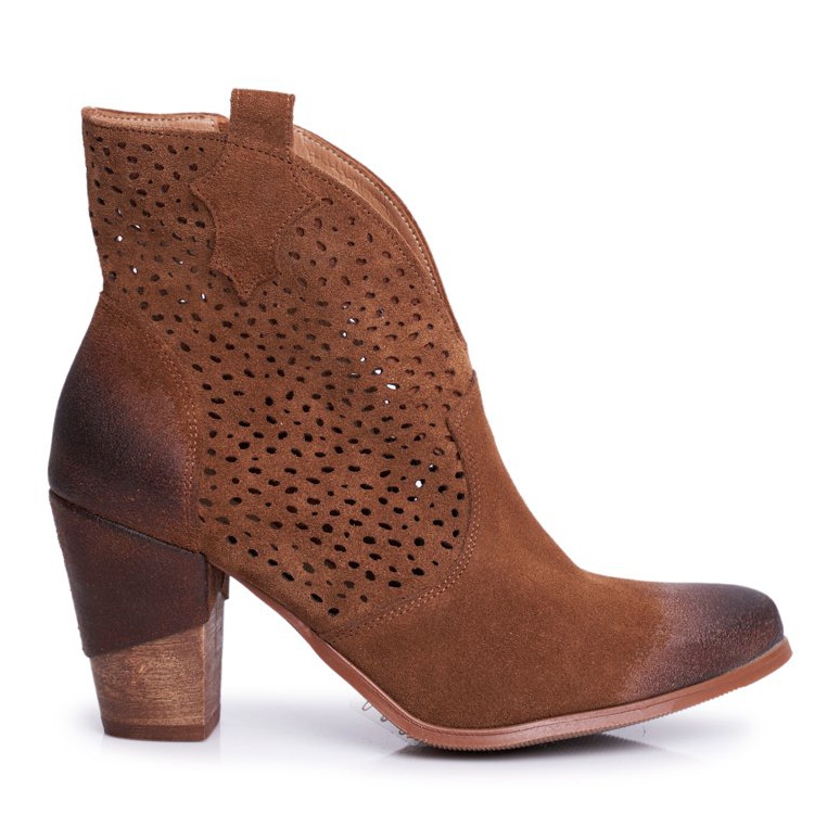 Exquisite Dam stövlar på hälen Velour Cowboystövlar Utsökt brun 1170