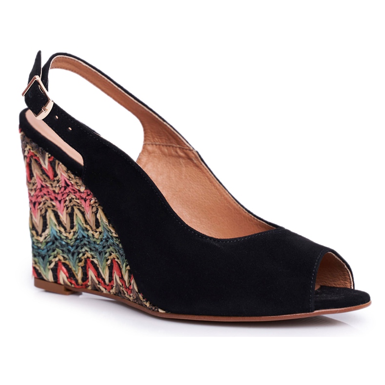 Kvinnors sandaler på kil Laura Messi Läder Svart 1964