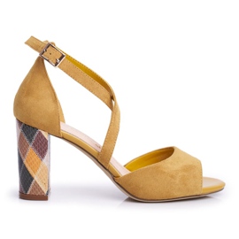 Kvinnors sandaler på högklackad Sergio Leone gul SK865
