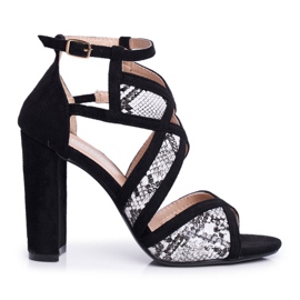 SEA Kvinnors sandaler på hälen mocka Black Snake Emolly svart grå