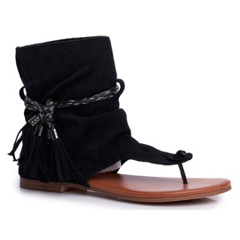 SEA Sandaler för kvinnor Flip-flops With a Shank Black SL1011 Madrit svart