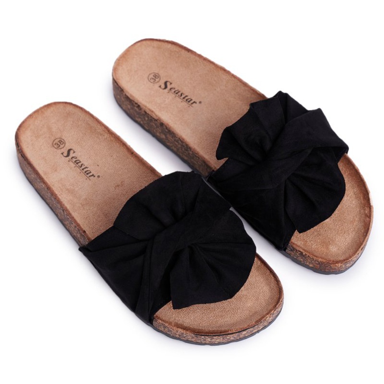 SEA Dam tofflor på korkbågar svart Felis