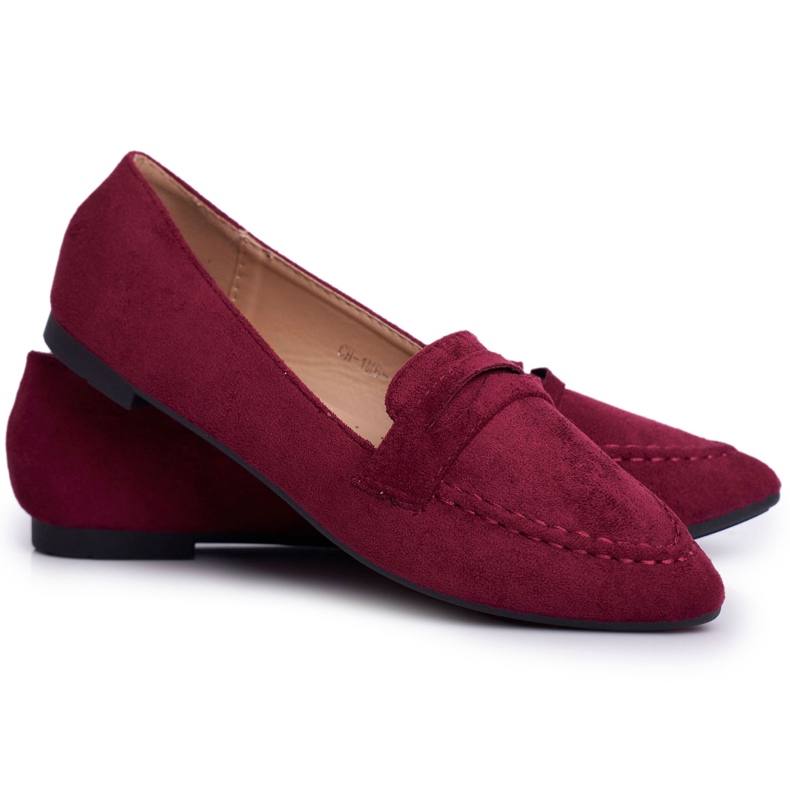 BUGO Loafers för kvinnor Mocka CH-1M6 Burgundy Laveria röd