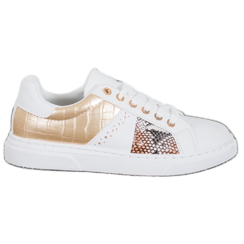 SHELOVET Bekväma vita sneakers gul