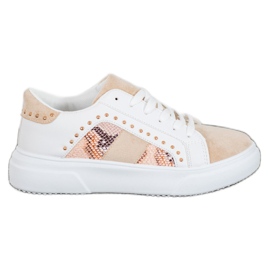 SHELOVET Trendiga sneakers på plattformen vit brun