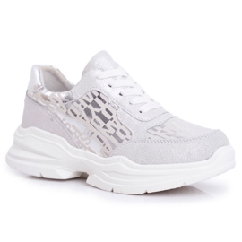 S.Barski Kvinnors sportskor Läder Silver Sneakers Palm Bay grå