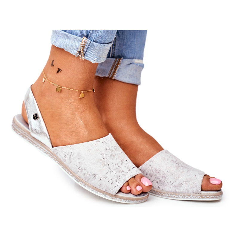 Sandaler för kvinnor Flat Sergio Leone Silver SK030 grå