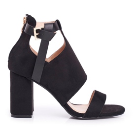 Vinceza Kvinnors sandaler på en hög klack med ett skaft svart handflator