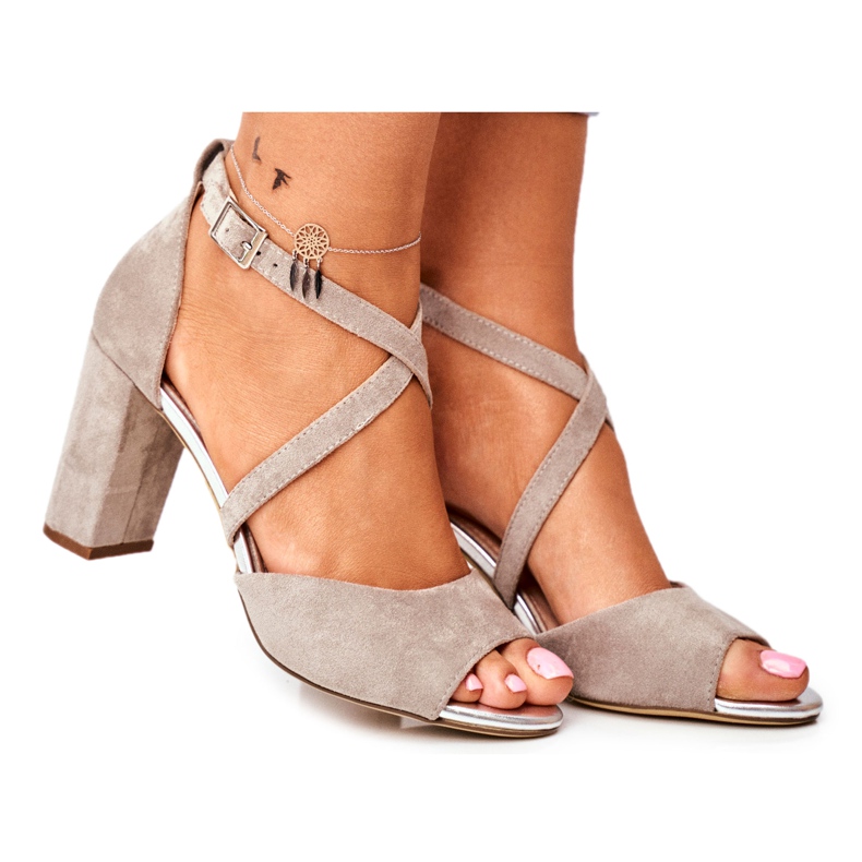 Kvinnors sandaler med hög klack Sergio Leone grå SK865