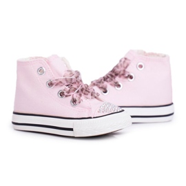 FRROCK Barns sneakers High Pink Rhinestones Smile rosa