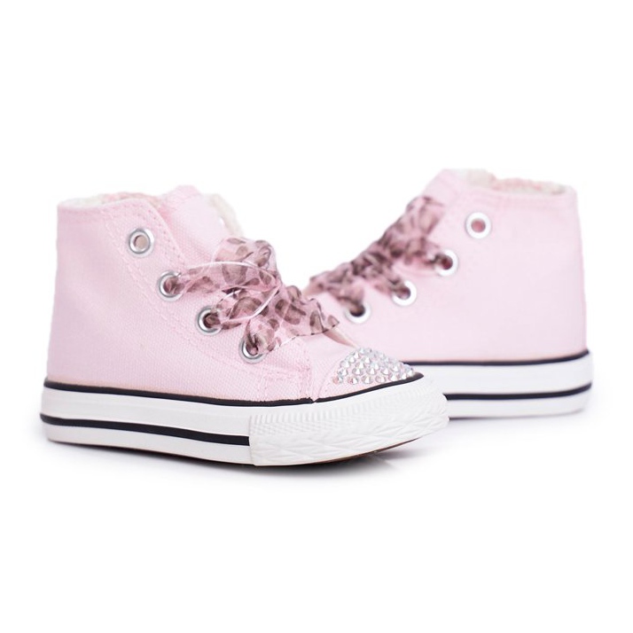 FRROCK Barns sneakers High Pink Rhinestones Smile rosa