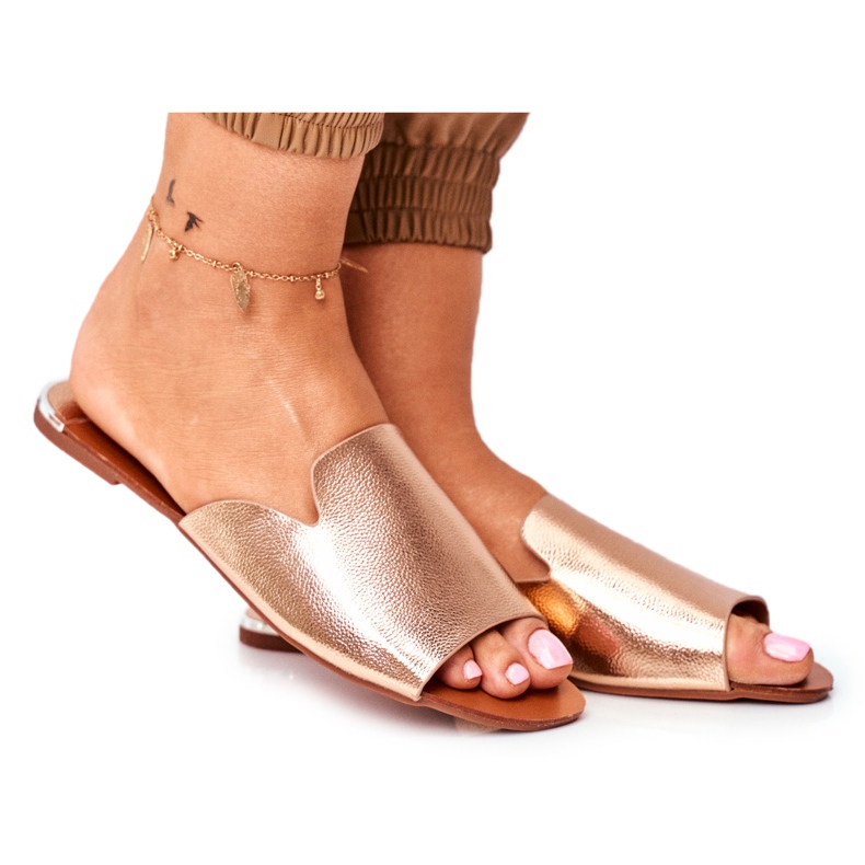 HAN Dam Tofflor Flat Rose Gold Mimios gyllene