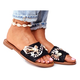 FS1 Kvinnors svarta tofflor med skal Spanien