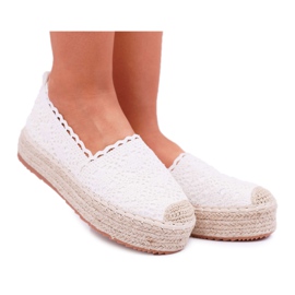 ADY Kvinnors Espadrilles Lace White Desante -plattform vit