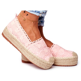 ADY Kvinnors Espadrilles spetsrosa Desante -plattform