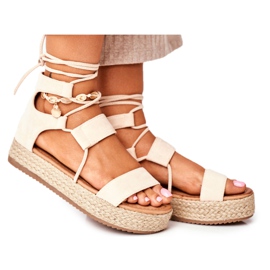 Espadriller för kvinnor på plattformen bundna beige Fuerta