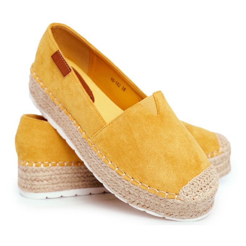 FRBS Kvinnors Espadriller på gul La Playa linneplattform