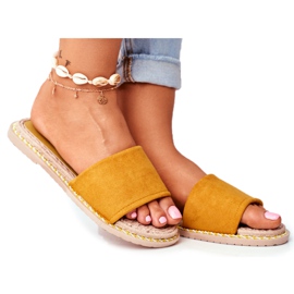 FRJ Dam klassiska mocka tofflor gul Look At Me