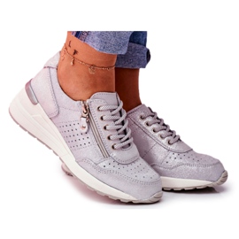 Vinceza Kvinnors sportskor Sneakers Läder Silver FT20-8675 Better Way grå