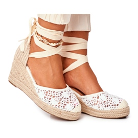 FRID Kvinnors sandaler på kil Espadrilles Lace Vieno vit