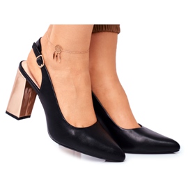 Dampumps med öppen klack Sergio Leone Svart PB218 gul