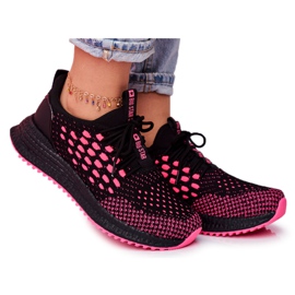Kvinnors sportskor Sneakers Big Star Black Fuchsia FF274964 svart rosa