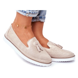 EVE Dam Loafers Läder Guld Amore Mio gyllene