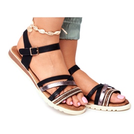 EVE Sandaler för kvinnor Flat Black Replay svart