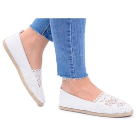 EVE Vit spets Espadrilles Slip On Maribel