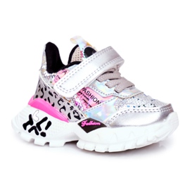 FRROCK Sportbarnskor med kardborreband Silver Var lycklig grå