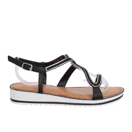 Svart ZY178 Svarta asymmetriska sandaler