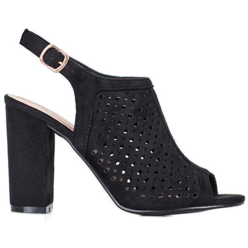 Weide Openwork sandaler på en bar svart