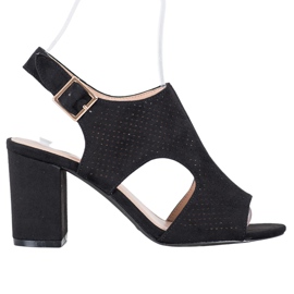 Small Swan Uppbyggda sandaler med öppet arbete svart