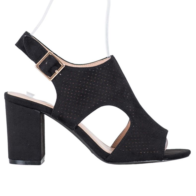 Small Swan Uppbyggda sandaler med öppet arbete svart