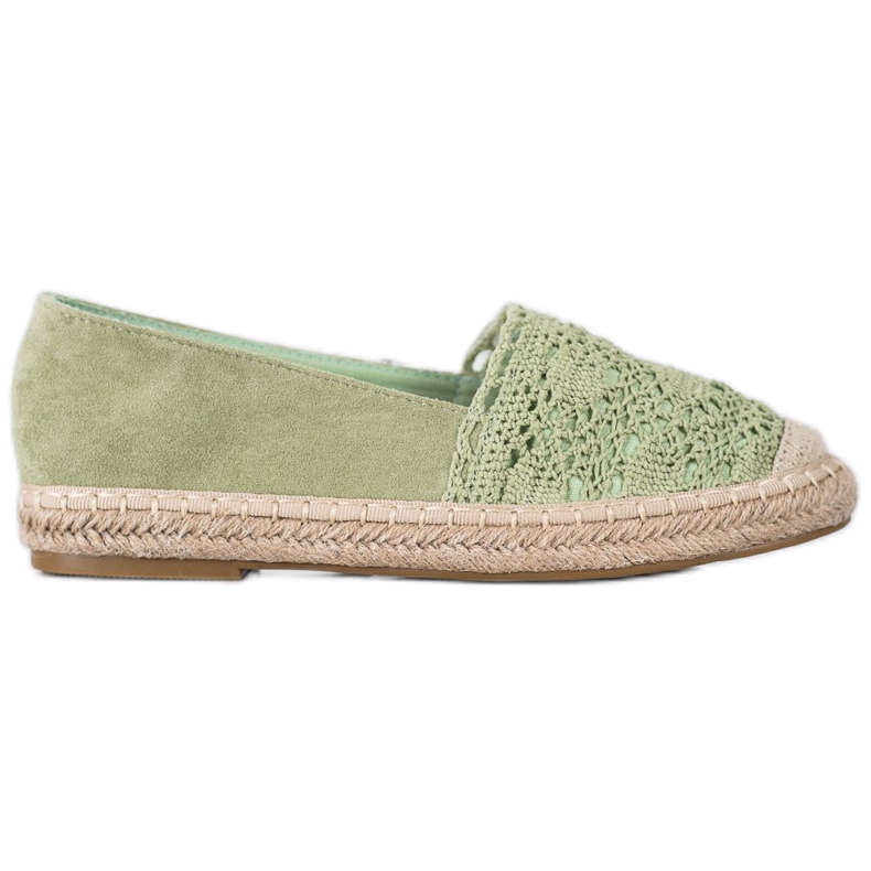 Small Swan Mocka Espadrilles med spets grön